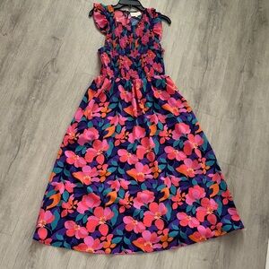 MELLODAY Vibrant Floral Maxi Dress - Pink and Blue